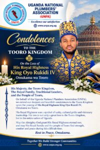 CONDOLENCE MESSAGE TO TOORO KINGDOM